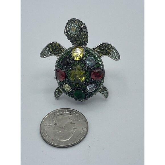 Noir Tilley The Turtle Crystal CZ Ring Sz 6 - Picture 10 of 11